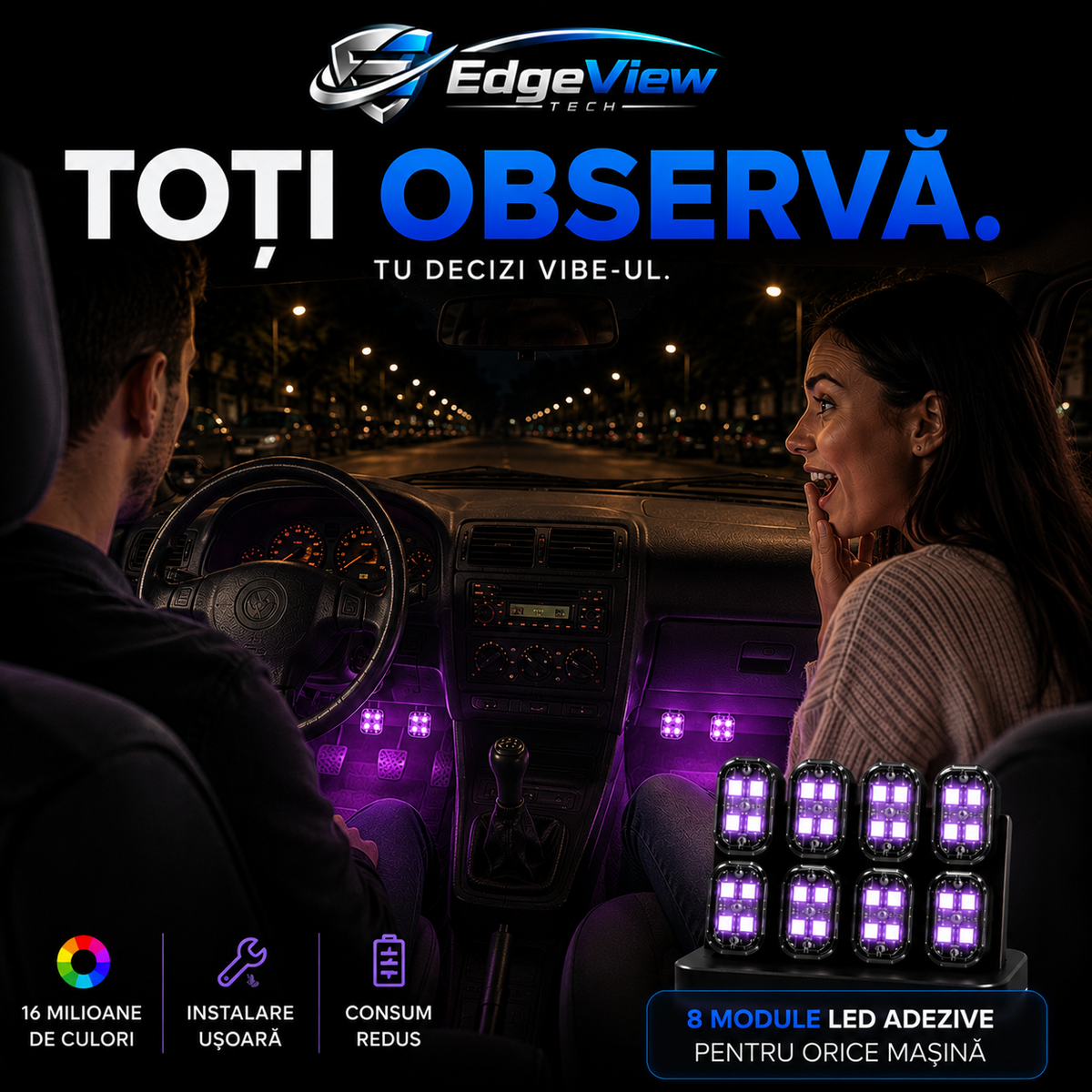 EdgeLights - Lumini Auto LED Wireless