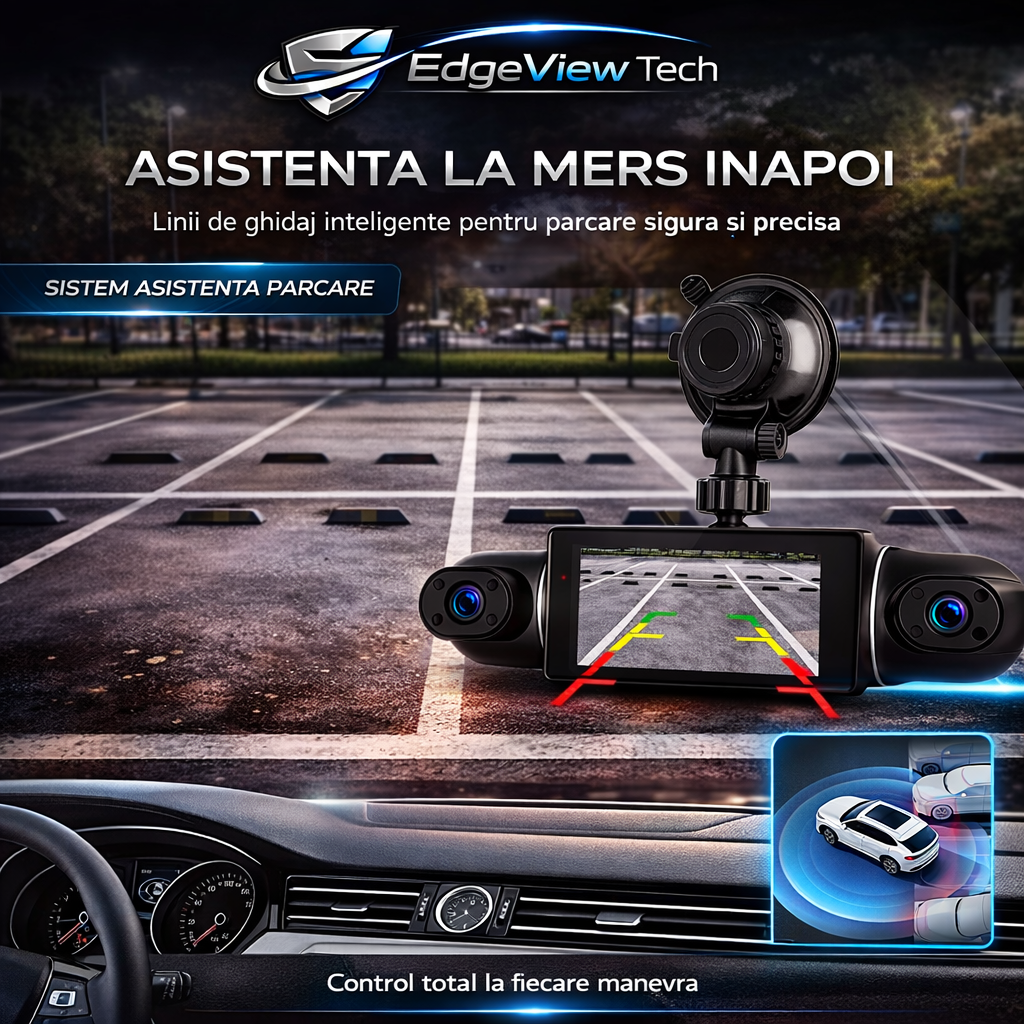 EdgeCam - Camera Auto Supraveghere 360° WiFi & GPS, Night Vision